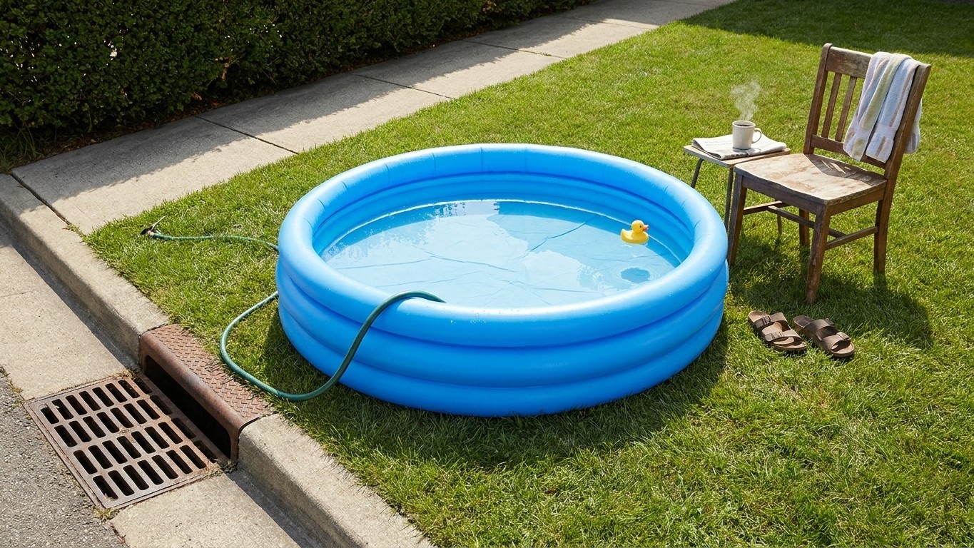 « Je pensais que c'était juste de l'eau » : pourquoi vider sa piscine gonflable dans l'avaloir peut coûter jusqu'à 350 € d...