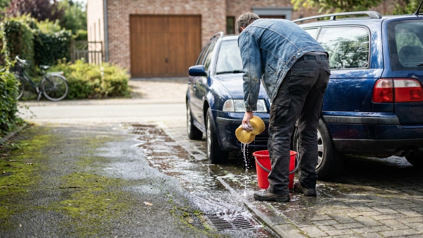 On s'obstine tous à laver sa voiture sur le trottoir avec un seau et une éponge : ce geste anodin peut pourtant coûter 350...